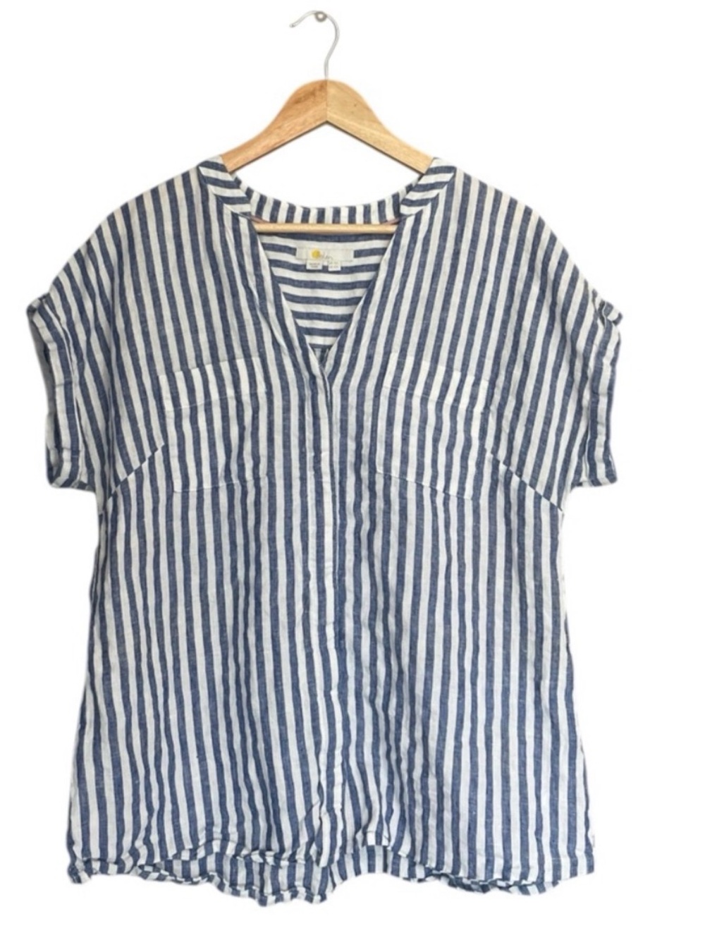 Boden Navy and White Stripe Linen Top women’s size 12